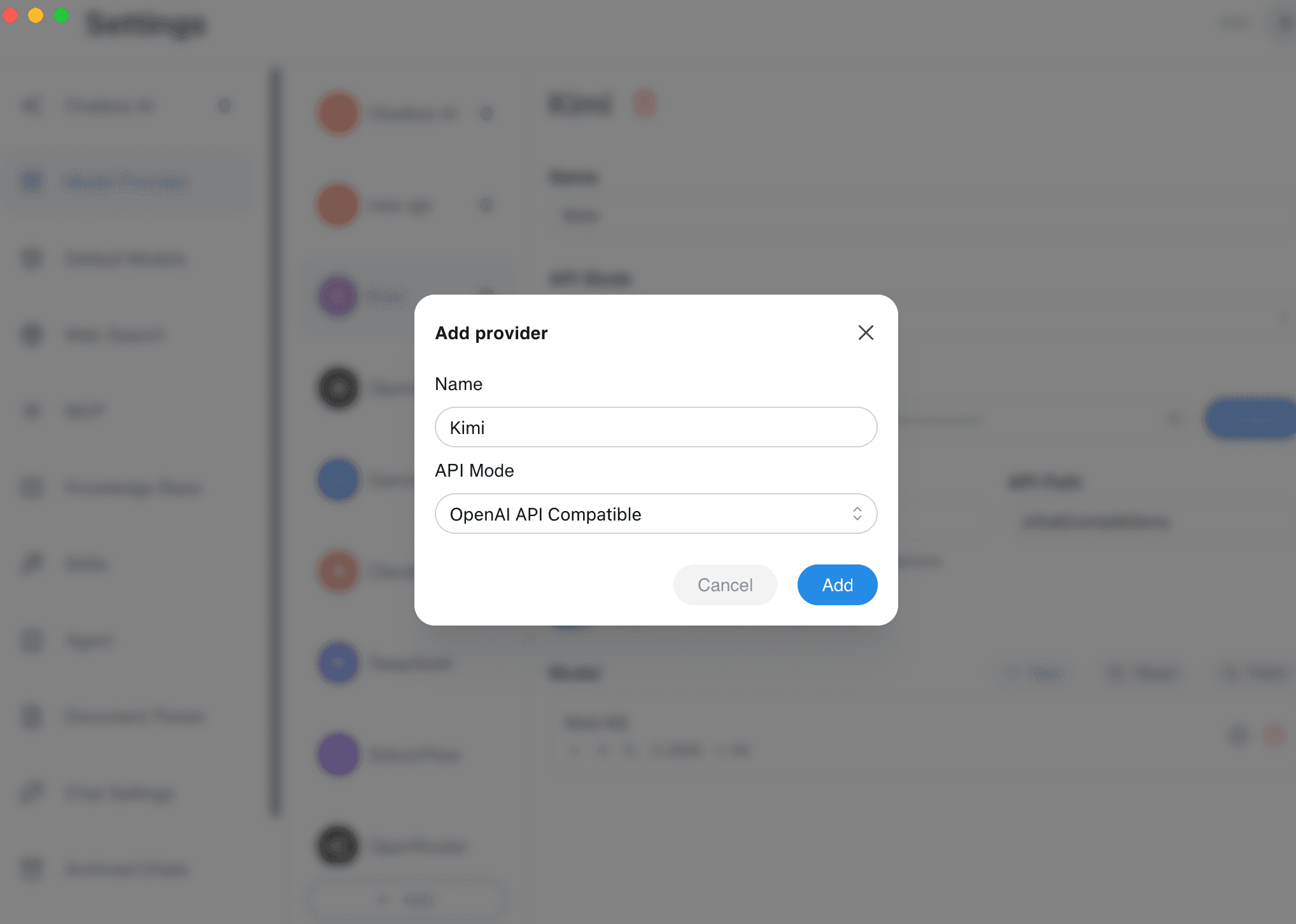 Kimi API configuration (Desktop)