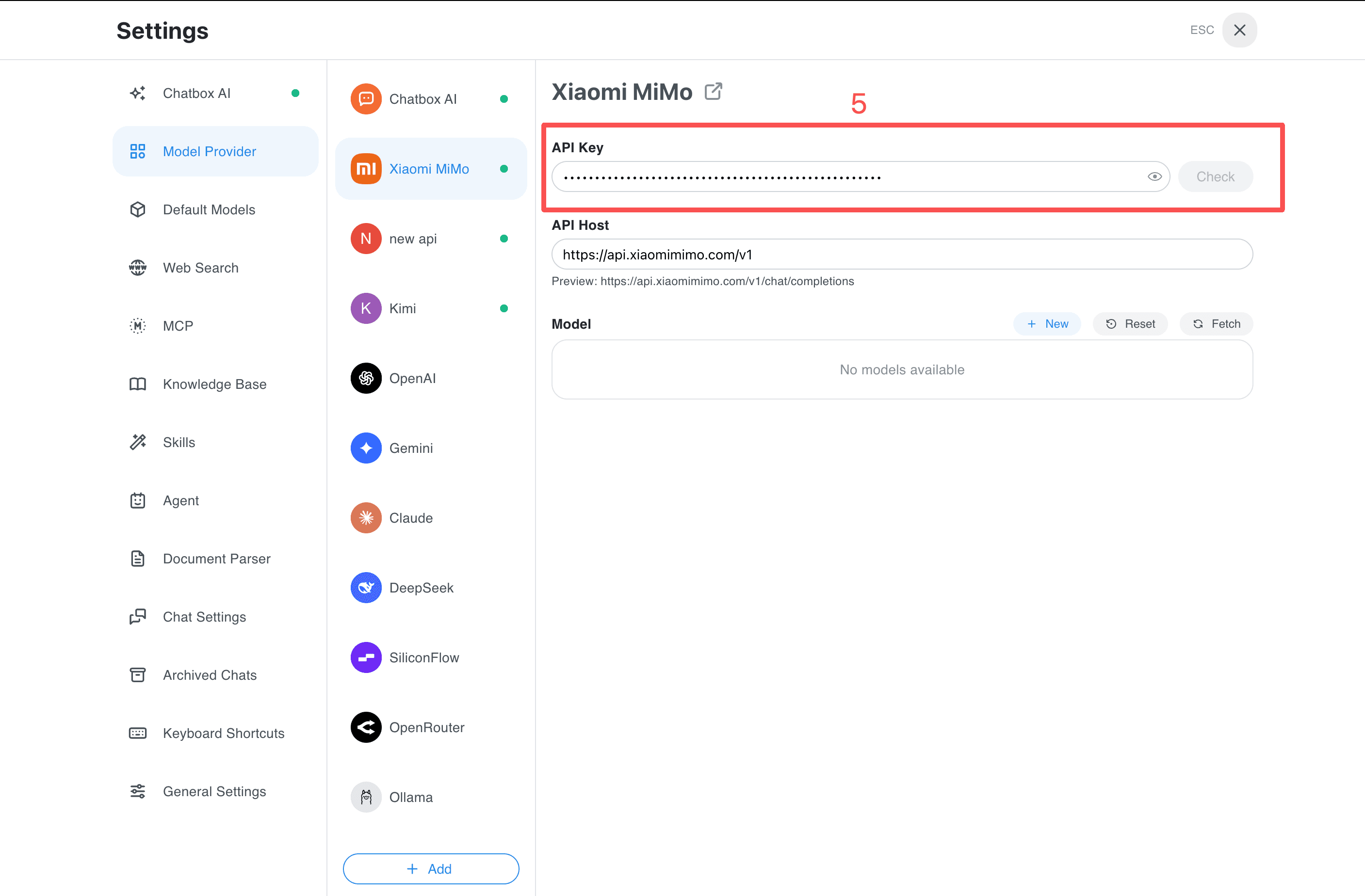 Xiaomi MiMo Token Plan configuration (Desktop)
